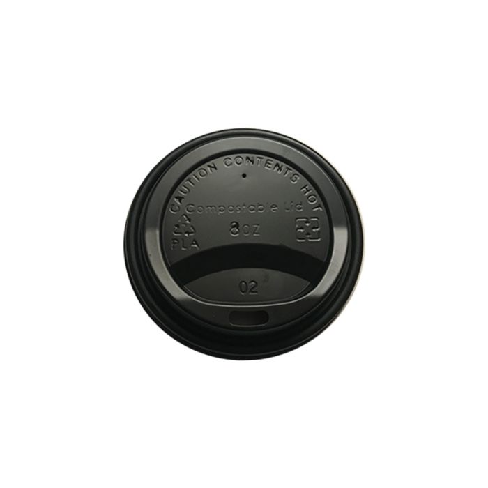 Deksel zwart (PLA) t.b.v. koffiebeker 8oz / 240ml