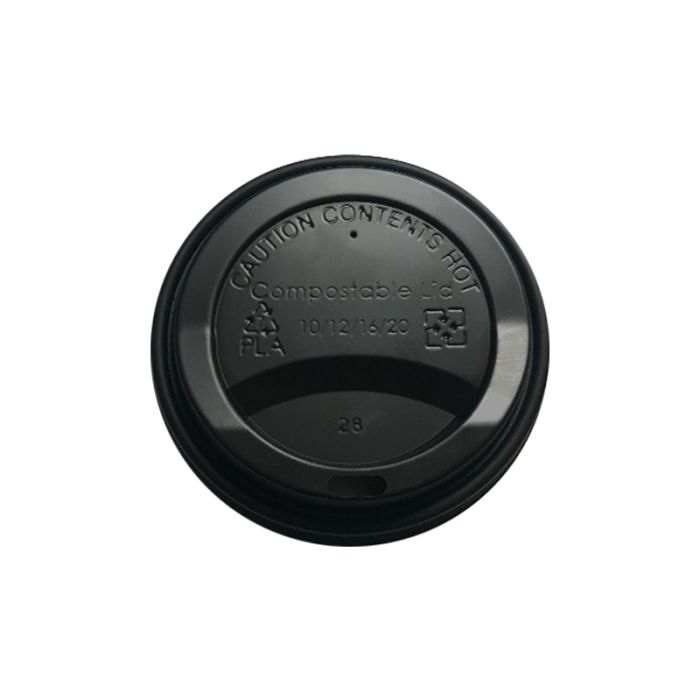 Deksel zwart (PLA) voor 10-12-16oz / 300-360-480ml (koffie)beker